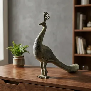 Bronze <b>Peacock</b> Sculpture Handmade Animal Figurine Contemporary Design Tabletop Decor Living Room <b>Ornament</b> - Product Image 4