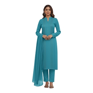 Ensemble Salwar Kameez en Rayonne Turquoise pour Femme, Tenue Traditionnelle Indienne et Pakistanaise Longue, Décontractée, Coupe Classique, Infroissable - Product Image 6