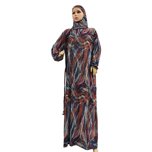 Abayas turques pour femmes, à manches longues, imprimées, fines, pour le printemps et l'été, robe longue avec ceinture, abaya - Product Image 1
