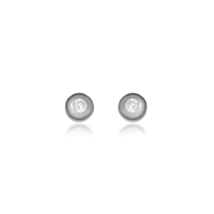 Trendy Cubic Zirconia (CZ) <b>Silver</b> <b>Stud</b> Earrings Bezel Setting Diamond Women's Daily Wear Wedding Jewelry Fashion Gift Her - Product Image 2
