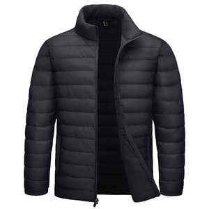 Men's <b>White</b> Hooded Stand Collar Puffer <b>Jacket</b> Zipper Closure <b>Waterproof</b> Windproof Reversible Casual Winter Slim Fit Polyester - Product Image 3