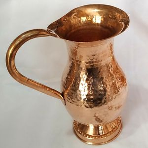 Copper elegant jug with lid and glass set metal drinkware for <b>water</b> juice serving durable reusable kitchen dining - Product Image 2