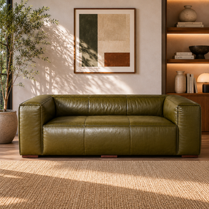 Premium <b>Modern</b> Leather 3 Seater <b>Sofa</b> Brown Couch with Solid Wood Frame and Legs for Luxury Home Living Room Seating Solution - Product Image 1