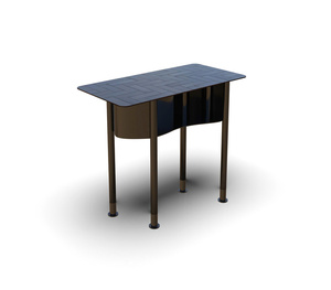 Luxury Herringbone <b>Top</b> Dining <b>Table</b> with Curved Metal Base for Home & Hotel Interiors - Product Image 3