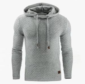 Pull à capuche tricoté pour homme, motif gaufré, coupe classique, décontracté pour l'hiver, 100 % coton, anti-boulochage, impression numérique, respirant - Product Image 4