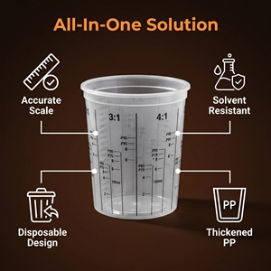 Gobelets de mélange de peinture jetables multi-tailles 400/700/1300/2300ML, en plastique PP transparent avec échelle graduée pour l'automobile - Product Image 2