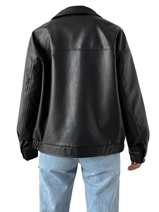 Chaquetas de Cuero Negras Personalizadas de Alta Calidad y Talla Grande para Mujer, Chaqueta de Cuero con Mangas de Cuero para Mujer - Product Image 5
