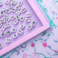 Jeu de Mahjong Artisanal Haut de Gamme en Mélamine Rose Style Américain, Transparent Effet Cristal, pour 4 Joueurs, Jeu de Table Personnalisable pour Divertissement