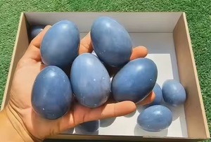 ไข่แองเจิลไลต์ธรรมชาติคุณภาพสูง ควอตซ์อาเกตคริสตัลบำบัด งานฝีมือแกะสลักหินประดับตกแต่ง ไข่โยนิ - Product Image 2