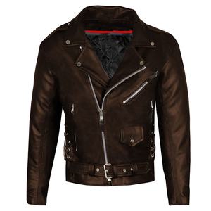 Veste de motard en cuir véritable, coupe-vent, respirante et confortable, de couleur personnalisée pour hommes. - Product Image 2
