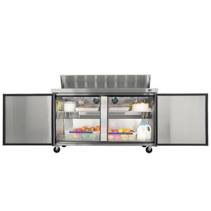 Orikool 60 Commercial <b>Kitchen</b> Refrigeration Equipment Sandwich Salad <b>Prep</b> <b>Table</b> Butcher Block Cutting Board Protection Lid Cold - Product Image 3