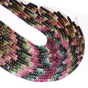 AAA+ Tourmaline 6mm-7mm Rondelle Smooth Beads Natural Rainbow Multi Tourmaline Semi Precious Gemstone Beads for Jewelry Making - Product Image 6