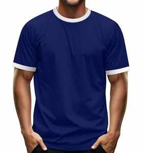 T-shirts unis doux et tendance pour hommes, 100 % coton, impression de logo personnalisée, coupe classique pour hommes - Product Image 1