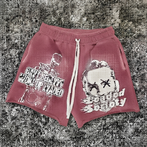 Pantalones Cortos Personalizados para Hombre, de Felpa Francesa Gruesa, con Estampado Gráfico, Lavado Vintage, Estilo Casual Urbano, de Algodón - Product Image 1