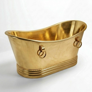 Bañera de latón con asas decorativas, bañera independiente de lujo para hoteles, resorts, spas, villas y baños de diseño. - Product Image 1