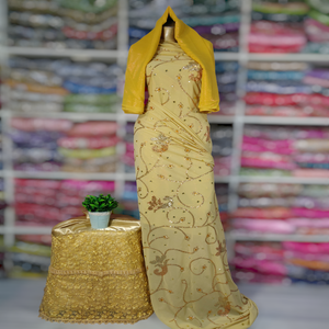 Nouvelle Robe Somalienne Glamour de Luxe en Tissu Chiffon Fransawi, Ornée de Paillettes et d'un Motif Floral Jacquard Uni - Product Image 1