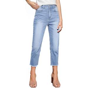 2025 2025 Pantalones vaqueros Capri de cintura alta para mujer Pantalones Capri de mezclilla azul cielo a la moda Talla 10 Traje de primavera - Product Image 1