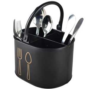Luxury Gold Embossed Cutlery Holder Set with Rolling Carriage Base 3 Piece Metal Spoon Fork Tube Organizer for Wedding Buffet - Product Image 2