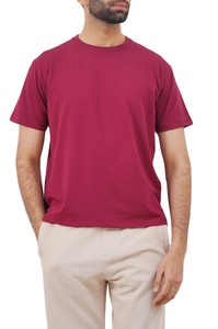 เสื้อยืดคอกลมสีพื้นผ้าเจอร์ซีย์แขนสั้นสำหรับผู้ชาย ผ้าฝ้าย 100% ทรงปกติ สวมใส่สบายๆ - Product Image 5