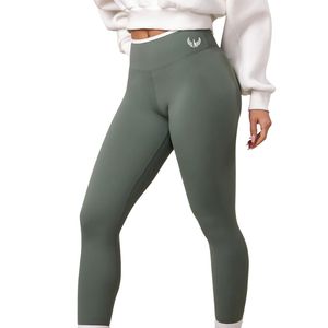 Legging contrastant vert sauge pour femme, taille haute, extensible, sculptant, pour le yoga, la gym, l'entraînement et le fitness - Product Image 3