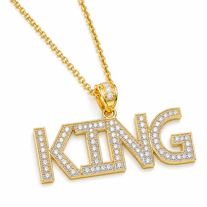 Colgante con Letra King, Plata 925, Forma Redonda, Diamante Moissanita, Joyería Hip Hop para Hombre, Regalo de Propuesta - Product Image 3