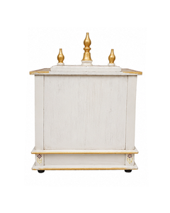 Temple hindou artisanal en bois blanc et doré, décoration intérieure par The D.N.A Group, élégante décoration de salon, armoire de prière avec porte. - Product Image 4