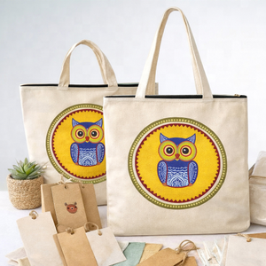 ถุงช้อปปิ้งผ้าฝ้ายพรีเมียมรักษ์โลก พิมพ์ลายศิลปะ ใช้ซ้ำได้ ย่อยสลายได้ เหมาะสำหรับพกพาในชีวิตประจำวันและใส่ของจำเป็น - Product Image 6