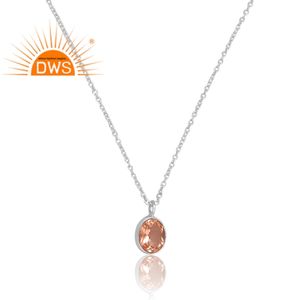 Tendance Design Argent Sterling Naturel Doublet Morganite Quartz Pierres Précieuses Pendentif Collier Bijoux Personnalisés Pour Les Femmes Cadeau Pour Elle - Product Image 3