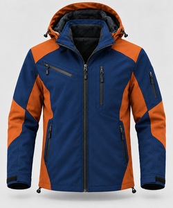 Chaqueta Softshell de Invierno para Hombre, Diseño Color Block, Capucha Desmontable, Forro Polar Cálido, Resistente al Viento, Ideal para Senderismo, Caza y Viajes - Product Image 1