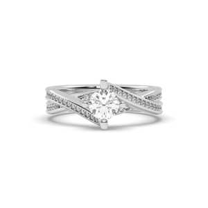 Anillo de Oro Blanco con Diamantes Cultivados en Laboratorio de 0.9 Quilates, Oro de 14 Quilates, 0.788g, Color E, Claridad VS2 - Product Image 1