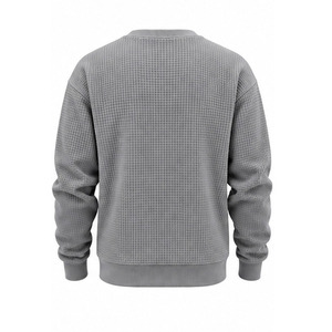 <b>Men</b> Waffle Knit Sweatshirt Casual Crew Neck Long Sleeve Textured Pullover <b>Thermal</b> <b>Top</b> Custom OEM Sportswear Manufacturer Factory - Product Image 2