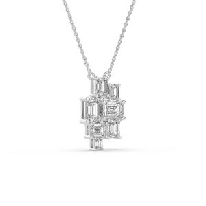 Gold Plated Lab Grown Diamond Cluster Necklace <b>Emerald</b> Cut Diamond Mosaic <b>Pendant</b> IGI Certified Luxury Fine Jewelry - Product Image 5