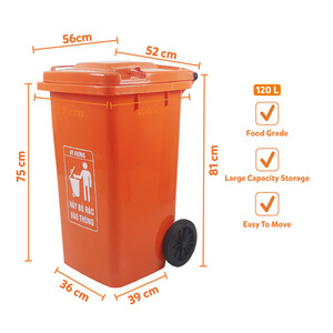 Industrial Eco-Friendly Plastic Garbage <b>Bin</b> with Geometry Pattern Odor Resistant Lid and Wheels for Hospital Waste Management - Product Image 1