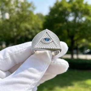 Classic 925 Sterling <b>Silver</b> VVS Moissanite Diamond Hip Hop <b>ring</b> <b>Statement</b> Jewelry Men's Luxury Bling <b>Ring</b> - Product Image 2