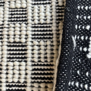 Handloom Wool Black & Ivory Geometric <b>Rug</b> <b>Pebble</b> Texture Eco-Friendly Non-Slip Artisan Woven for Modern Contemporary Interiors - Product Image 2