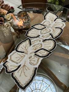 Elegant Solid Embroidered Knitted Polyester/Cotton <b>Table</b> <b>Runner</b> Handcrafted Home & Hotel Decor M S R OVERSEAS - Product Image 1
