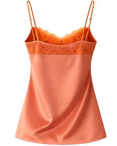 Conjunto de Camiseta y Pantalones Cortos de Satén con Encaje Color Durazno, Pijama para Mujer, Ropa de Dormir Sexy, Ropa de Dormir de Seda Suave, Conjunto de Dos Piezas para Verano - Product Image 4