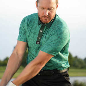 Polo de Golf Verde Estampado para Hombre, Manga Corta, Transpirable, de Algodón Popelina, Corte Regular, con Botones y Logotipo Frontal - Product Image 6