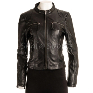 Women Elegant Leather Crop <b>Jacket</b> <b>Short</b> Slim Fit Biker Coat Premium Fashion Outerwear for Winter Casual and Party Wear - Product Image 2