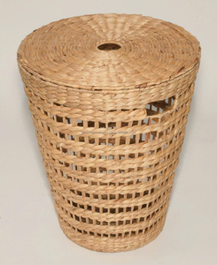 Natural Plant Fiber Cross Weave Water Hyacinth <b>Basket</b> Decorative Laundry <b>Hamper</b> - Product Image 2