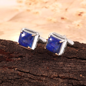 Boutons de manchette en argent allemand avec lapis-lazuli naturel, pierre précieuse bleue, accessoires de costume pour homme, cadeau de mariage, cadeau de marié, anniversaire, Noël, luxe - Product Image 6
