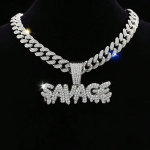 Collier Hip-Hop en Argent Sterling 925 Plaqué Or avec Moissanite VVS Couleur D Double Rangée 4mm et Pendentif Personnalisé, Montre Moissanite - Product Image 1