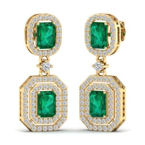REYES Elegance - Pendientes Colgantes de Oro de 14K con Diamantes, Esmeralda Verde de 4.24 Quilates Cultivada en Laboratorio, Calidad Premium, para Mujer - Product Image 5