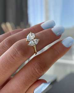 Anillo Toi Et Moi con Diamante Cultivado en Laboratorio de Corte Pera de 1.51CT y Corte Marquise de 1.01CT para Mujer, Oro Sólido de 14K, Regalo para Amigas en Bodas y Fiestas - Product Image 3