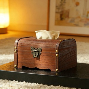 Elegant Wooden Tissue Holder With <b>Box</b> Shape Design Perfect For <b>Vanity</b> Counters And Side Tables Tissue container From India - Product Image 1