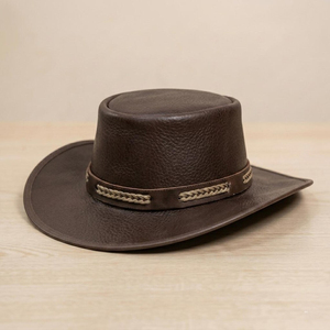 Sombrero de Vaquero de Cuero Marrón, de Ala Ancha, Unisex, para Uso en Exteriores en las Cuatro Estaciones - Product Image 6