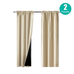 Set 2 tende oscuranti per interni 52 pollici. W X 63 In. Tascabili tascabili con rivestimento termoisolante con rivestimento oscurante trattamenti per finestre nero - Product Image 3