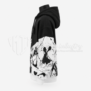 Custom <b>Men</b>’s Oversized Hoodie Graffiti Print <b>Black</b> White Pullover <b>Sweatshirt</b> Streetwear Clothing Wholesale - Product Image 5