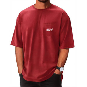 Camiseta Deportiva Extra Grande para Hombre, a la Moda, de Color Sólido, Teñida, Resistente a la Decoloración, con Etiqueta Privada Personalizada - Product Image 5