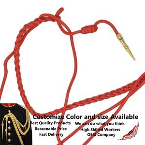 Aiguillette d'épaule en soie rouge pour robe, cordon d'aiguillette - Product Image 3